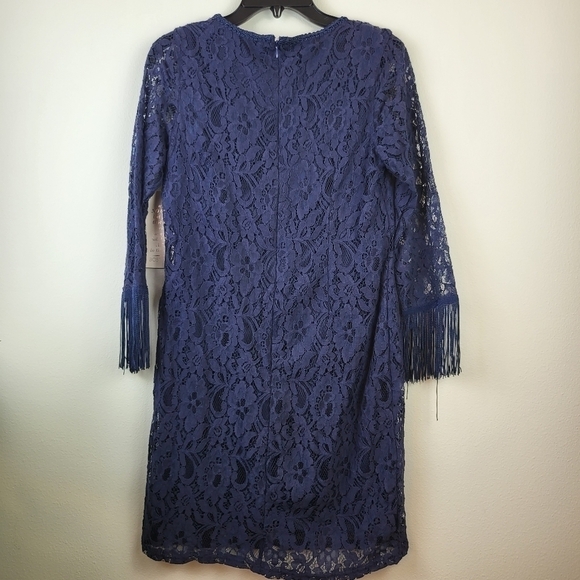 Boston Proper lace overlay sheath dress Size 6 NWT Navy Cocktail Party Formal - Picture 4 of 5